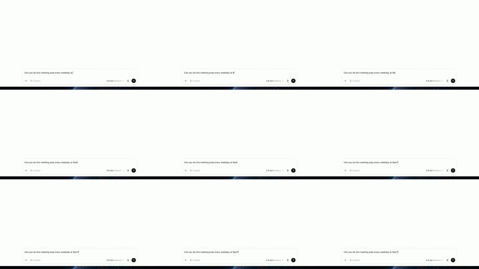 Nine sampled frames from A including the end