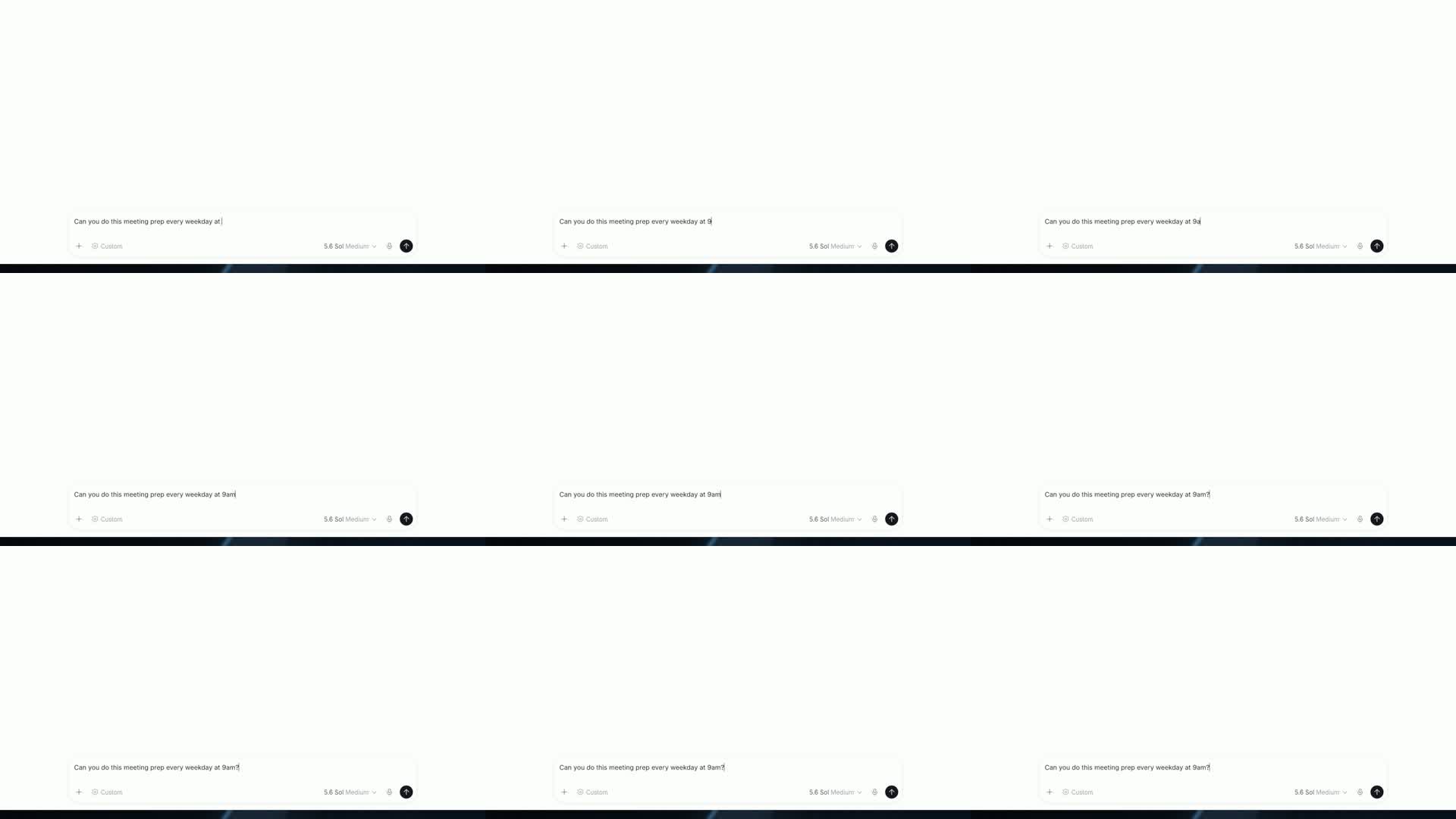 Nine sampled frames from B including the end
